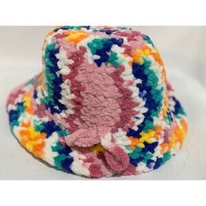 Handmade Crochet Bucket Hat Cloche Toddler Girls Multi‎ Color Boho Winter